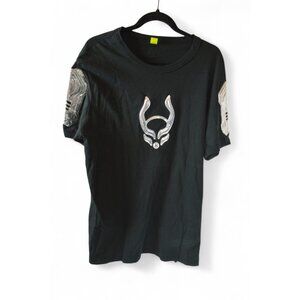 Cyberdog London Black Futuristic Graphic T-Shirt XL Glow Techwear Rave